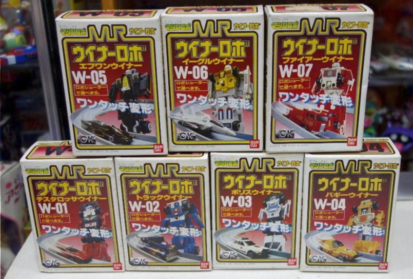 Bandai 1987 Machine Robo Mugenbine W-01~07 7 Gokin Transform Action Figure Set