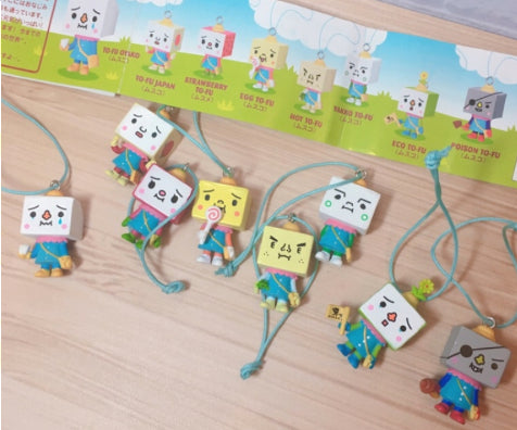 Yujin To Fu Oyako School Kids Mascot Key Chain 8 Collection Figure Set Used