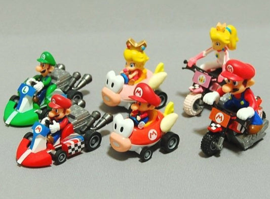 Takara Tomy Gashapon Nintendo Wii Super Mario Kart Ver2 6 Pullback Car Collection Figure Set