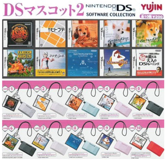 Yujin Nintendo DS Software Collection Gashapon 10 Mini Console Strap Mascot Figure Set