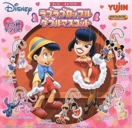 Yujin Disney Gashapon Sweet Couple Mascot 5 Strap Figure Set