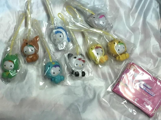 Bandai Sanrio Hello Kitty Gashapon Costume Swing Animal Edition Part 2 8 Strap Figure Set