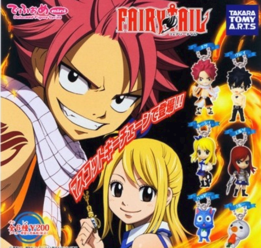 Takara Tomy Fairy Tail Gashapon Characters Part 1 6 Mascot Strap Figure Set
