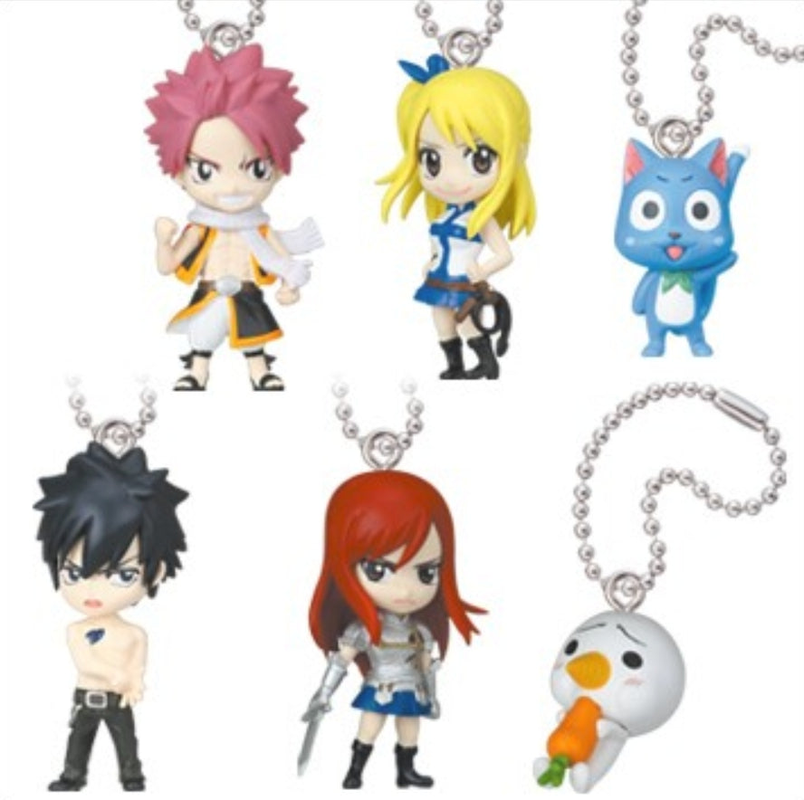 Takara Tomy Fairy Tail Gashapon Characters Part 1 6 Mascot Strap Figure Set