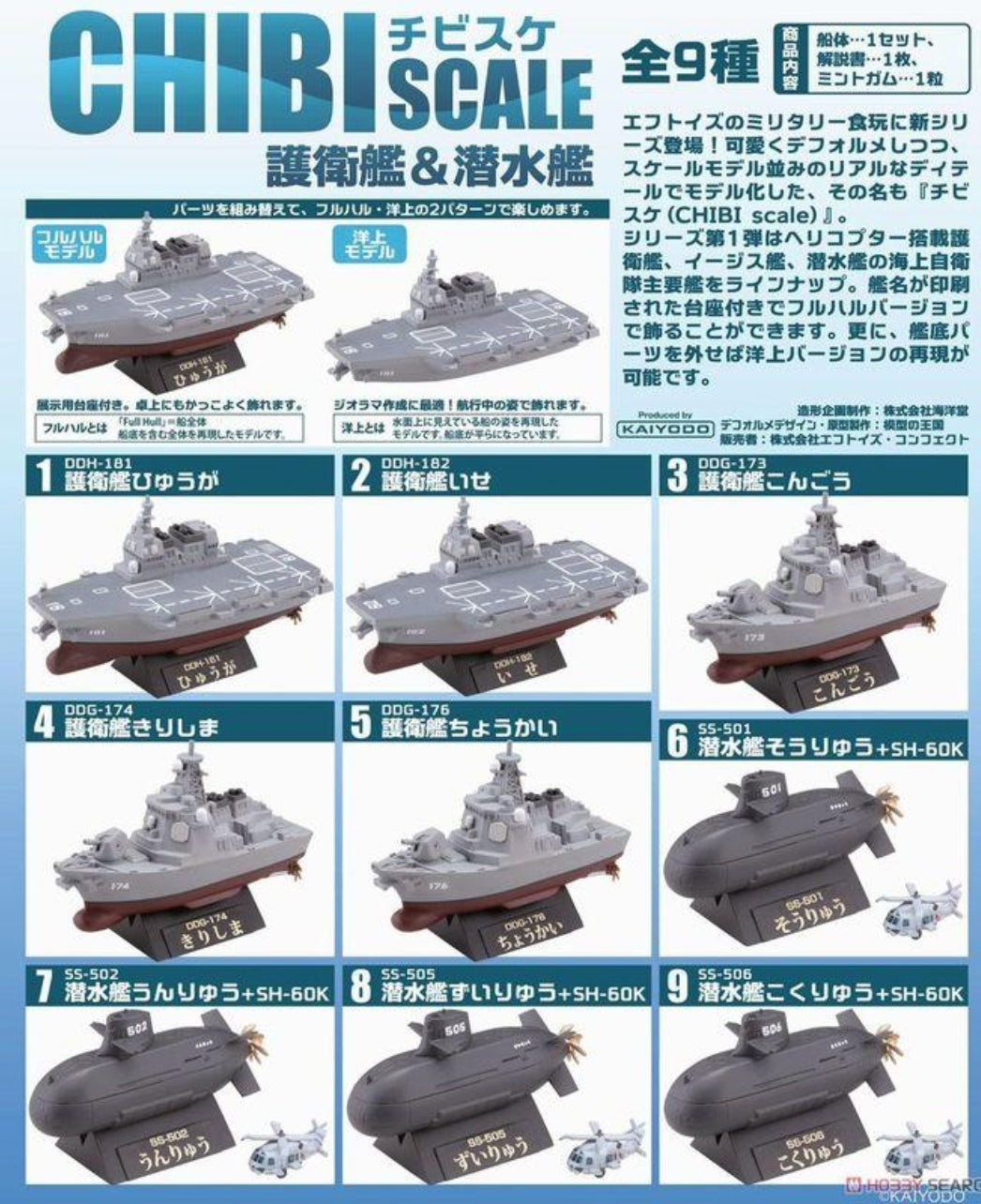 F-toys Chibi Scale Battleship Collection 9 Trading Figure Set