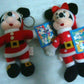 Vintage Walt Disney Mickey & Minnie Mouse Xmas Ver Key Chain Holder Plush Doll Figure Set