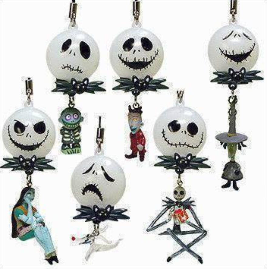 Yujin Disney Tim Burton The Nightmare Before Christmas Gashapon Lightening Mascot Strap 6 Collection Figure Set