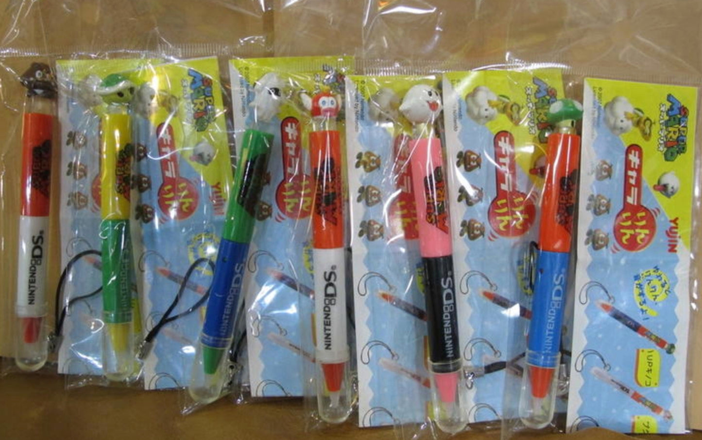 Yujin Super Mario Bros. Gashapon Nintendo DS 11 Character Stylus Touch Pen Set Used