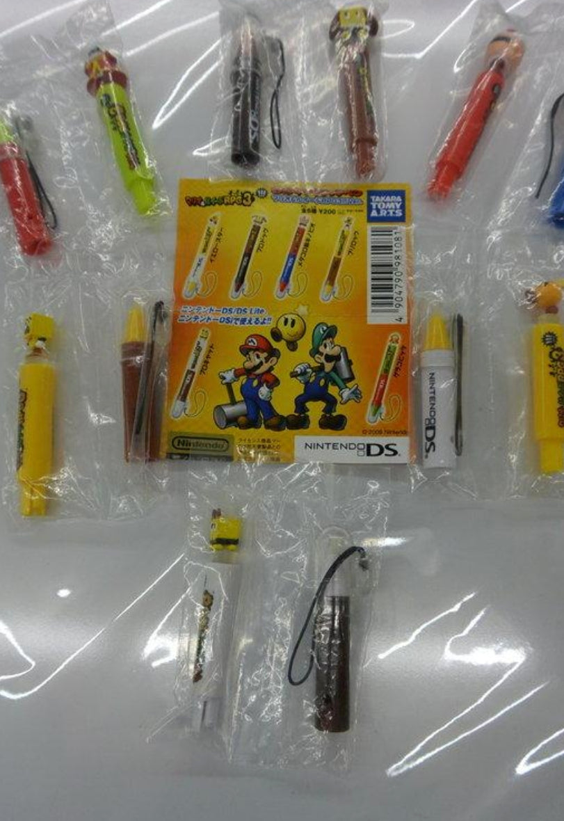 Takara Tomy Nintendo Super Mario Bros Mario & Luigi RPG3 Gashapon Stylus Touch Pen 6 Figure Set