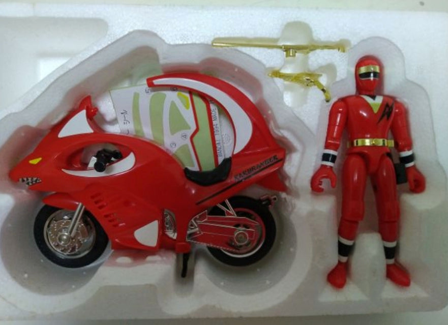 Bandai Power Rangers Ninja Sentai Kakuranger Red Fighter Moto Cycle Bike Car Action Figure