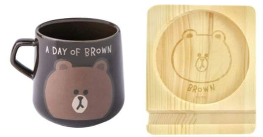 Line Friends Taiwan Watsons Limited A Day of Brown 250ml Mug Cup & Coaster Set