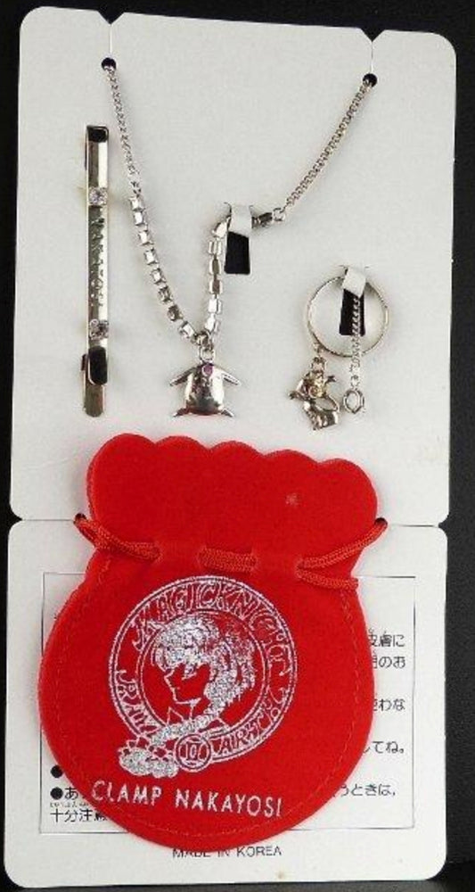 Clamp Nakayosi Magic Knight Rayearth Necklace Pin Strap Set