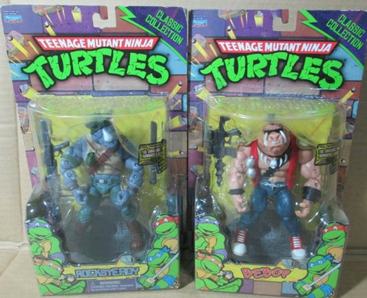 Playmates TMNT Teenage Mutant Ninja Turtles 1988 Classic Collection Rocksteady & Bebop Action Figure Set Used