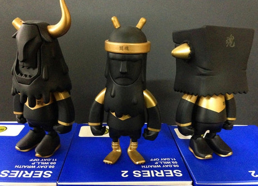 Hands in Factory 2014 UpTeMPO RocKOON Running Baby Horns Series 2 Day Off Wraith Wil.P Black Gold ver 3 7" Vinyl Figure Set
