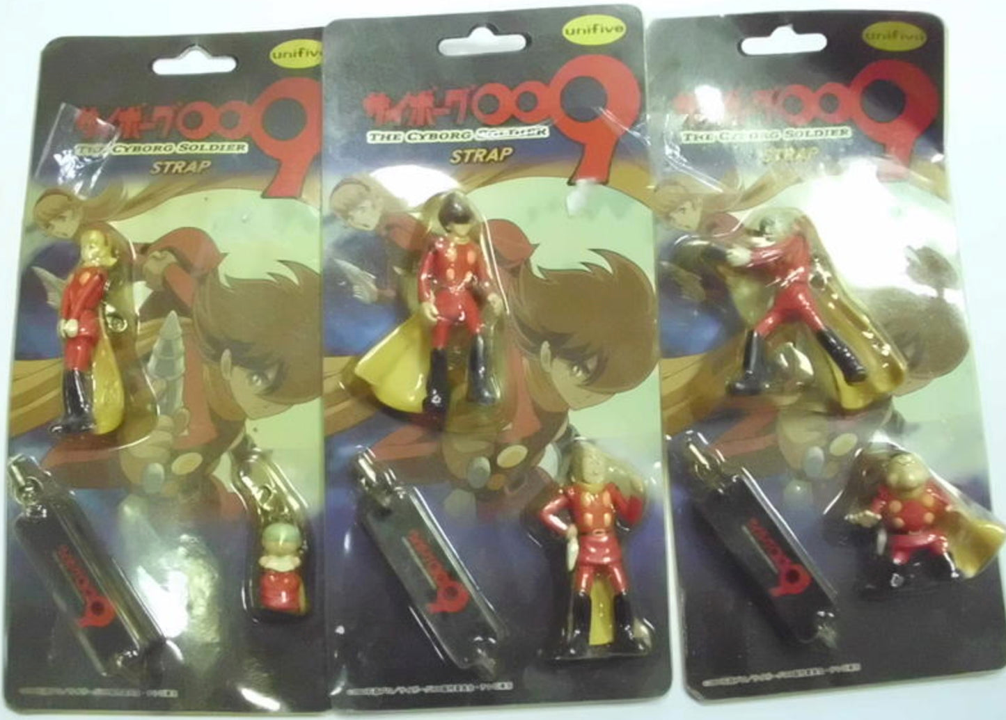 Unifive Cyborg 009 The Cyborg Soldier 3 Mascot Strap Figure Set