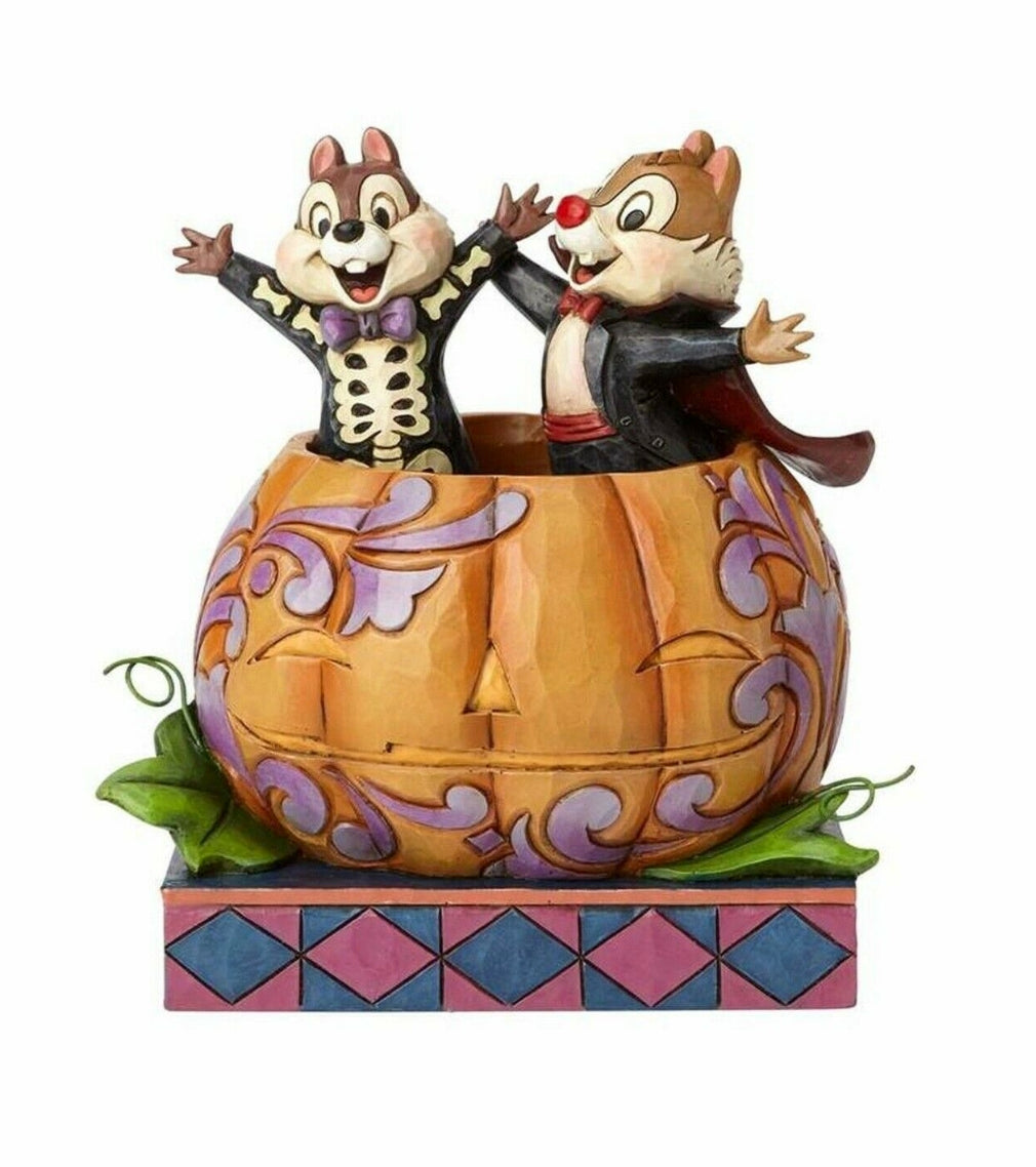 Enesco Jim Shore Disney Traditions Chip 'n' Dale Tiny Tricksters Halloween Pumpkin Collection Figure