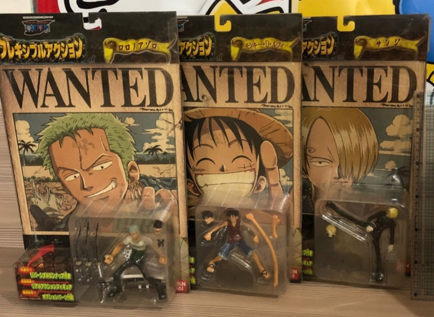 Bandai One Piece Flexible Monkey D Luffy Roronoa Zoro Sanji 3 Action Figure Set