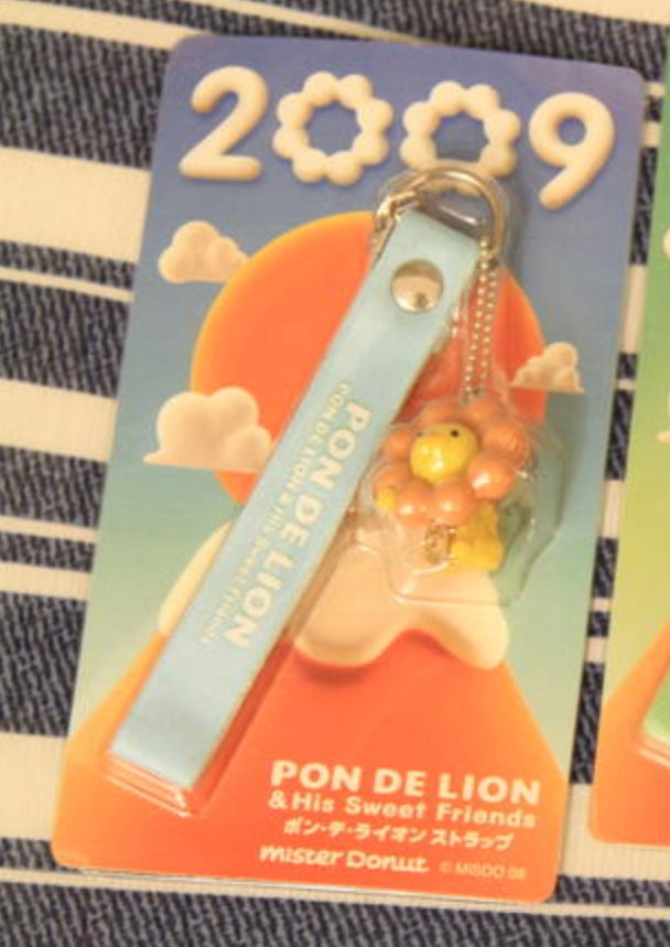 Mister Donut Pon De Lion & His Sweet Friends Mascot Pon De Ring 2009 Limited Blue ver Phone Strap Figure