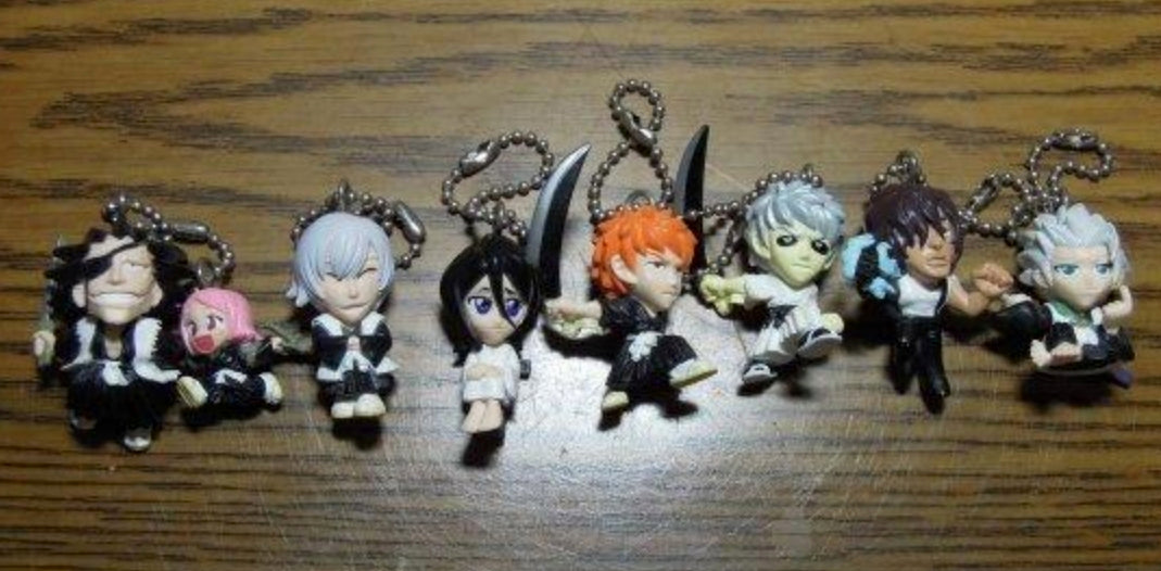 Bandai Bleach Gashapon Swing Part 2 7 Mini Mascot Strap Figure Set Used