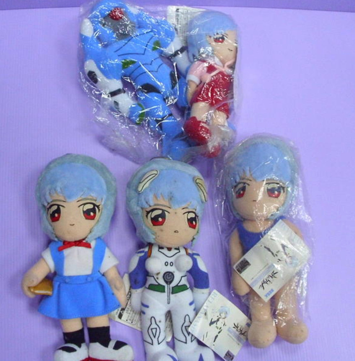 Sega Neon Genesis Evangelion EVA Rei Ayanami 5 Plush Doll Figure Set