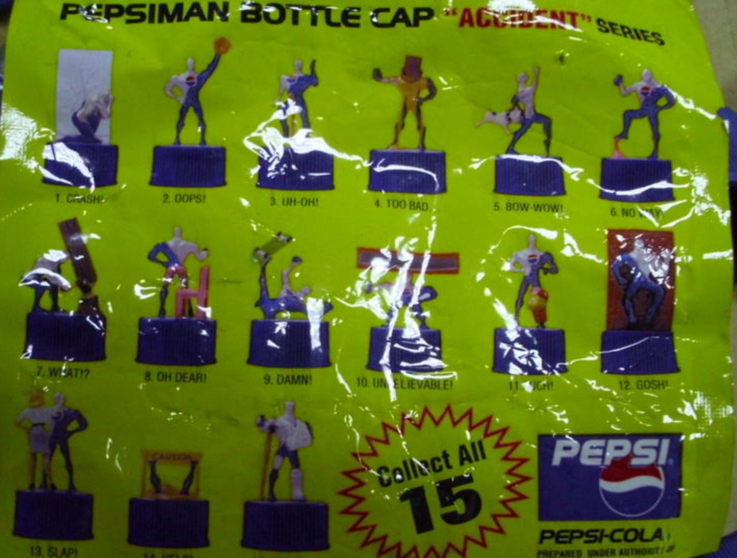 Pepsiman Bottle Cap Accident Series 15 Trading Figure Set