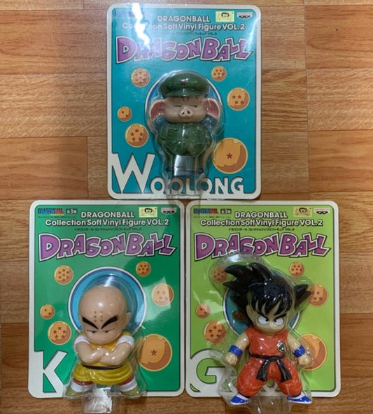 Banpresto Dragon Ball Collection DX Part 2 Son Goku Klilyn Woolong 3 Soft Vinyl Figure Set
