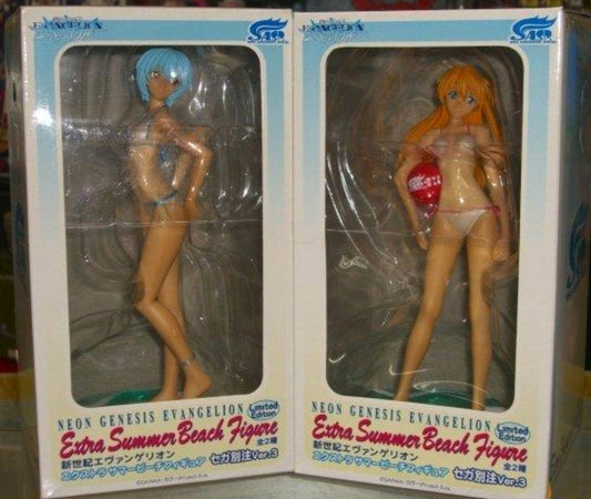 Neon Genesis Evangelion Rei Ayanami & Asuka Langley Extra Summer Beach Ver 3 Trading Figure Set