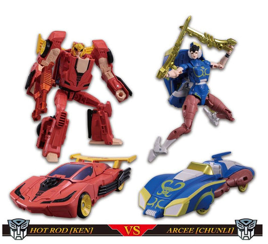 Takara Street Fighter x Transformers Ken Hot Rodimus Chun Li Arcee Action Figure