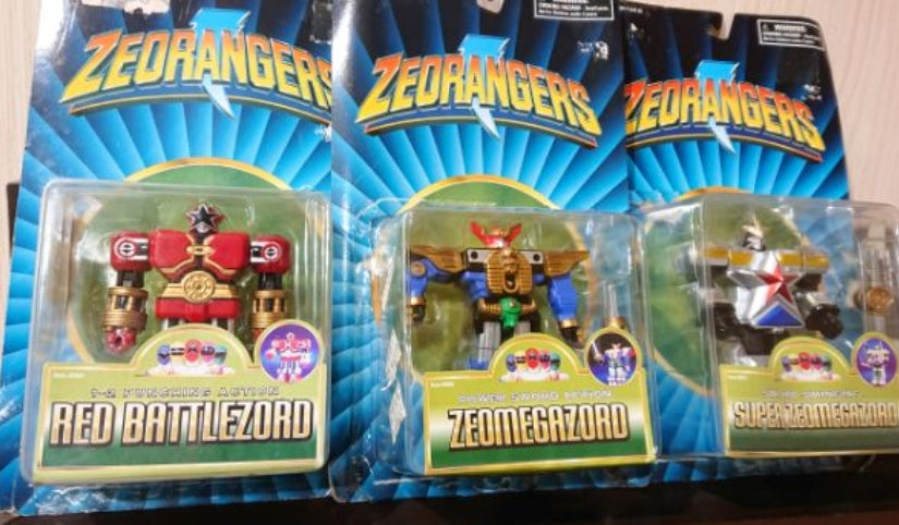 Bandai Power Rangers Zeo Ohranger Super Zeomegazord Red Battlezord 3 5" Action Figure Set