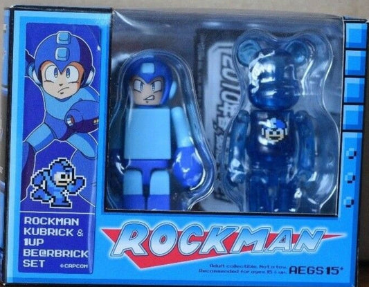 Medicom Toy Capcom Mega Man Rockman 100% Kubrick & 1up Be@rbrick Figure Set