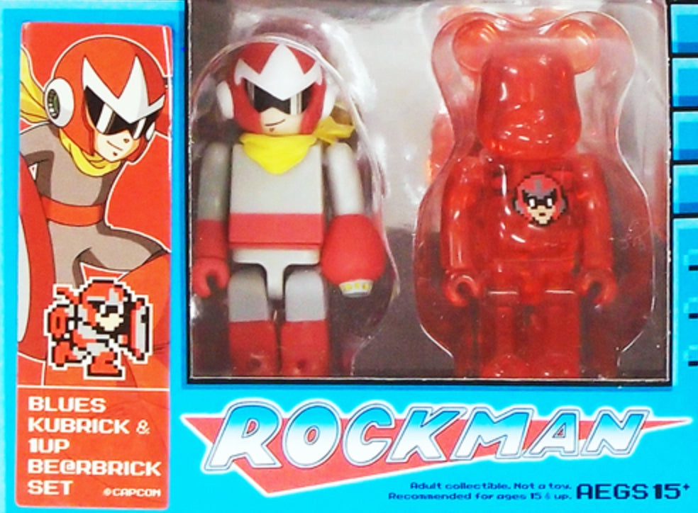 Medicom Toy Capcom Mega Man Rockman Blues 100% Kubrick & 1up Be@rbrick Figure Set