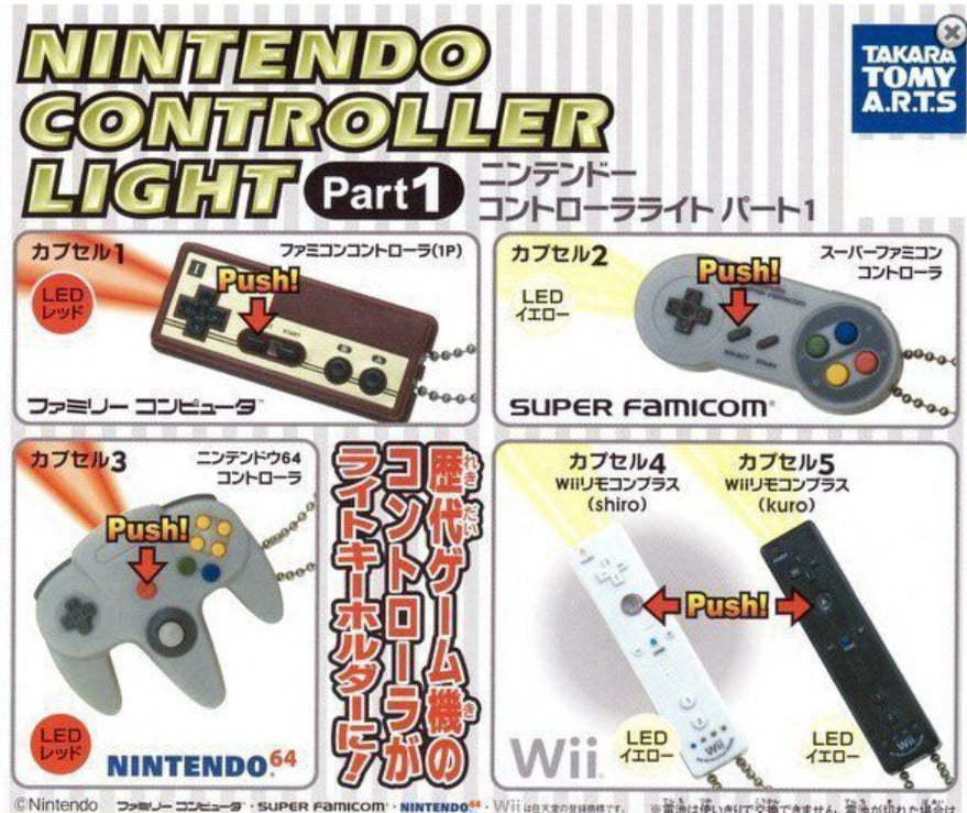 Takara Tomy Gashapon Nintendo Console Controller Light 5 Strap Collection Figure Set