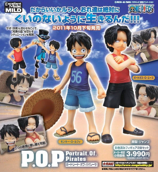 Megahouse 1/8 One Piece POP Luffy & Ace Child ver Pvc Figure