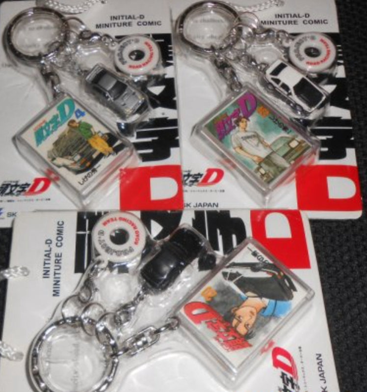 SK Japan Initial D Miniture Comin 5 Strap Key Chain Holder Trading Figure Set