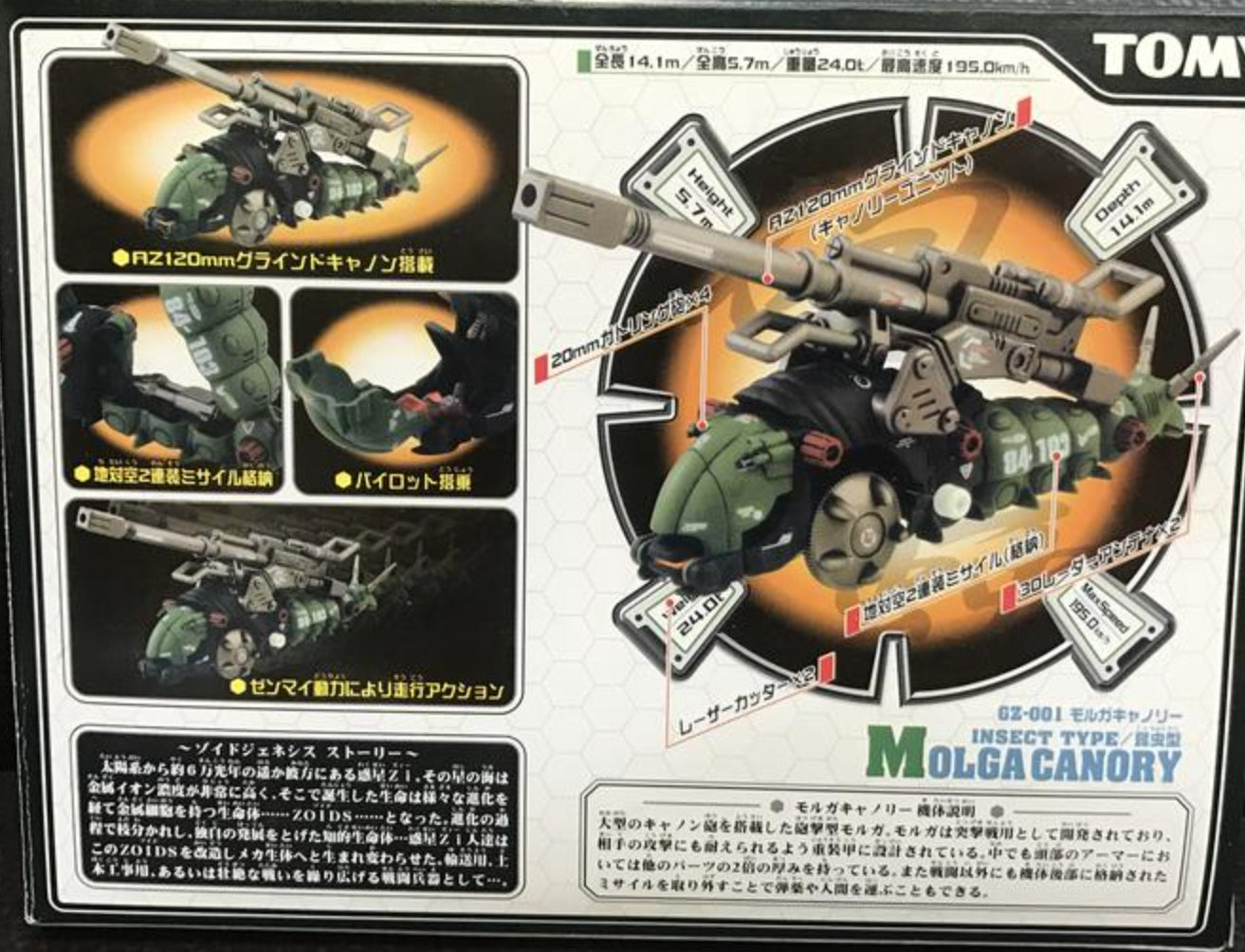 Tomy Zoids 1/72 GZ-001 Molga Canory Insect Type Plastic Model Kit Action Figure