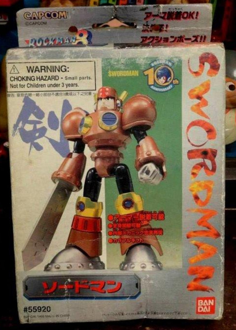 Bandai 1997 Capcom Rockman 8 Mega Armor Series Swordman Plastic Model Kit Figure