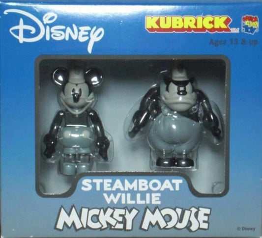 Medicom Toy Kubrick 100% Disney Steamboat Willie Mickey Mouse & Pete Trading Figure
