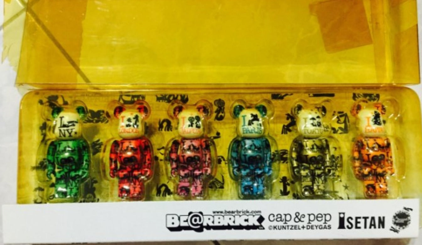 Medicom Toy Be@rbrick 100% Isetan Around World Caperino & Peperone 6 Figure Set Used