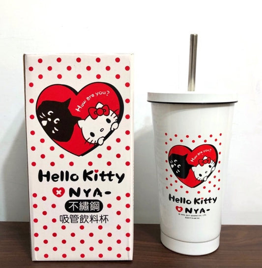 Sanrio Hello Kitty x Nya- Taiwan Limited 304 Stainless Steel 500ml Thermos Cup w/ Straw