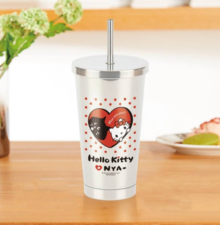 Sanrio Hello Kitty x Nya- Taiwan Shin Hong Mitsukoshi Limited 304 Stainless Steel 500ml Thermos Cup w/ Straw