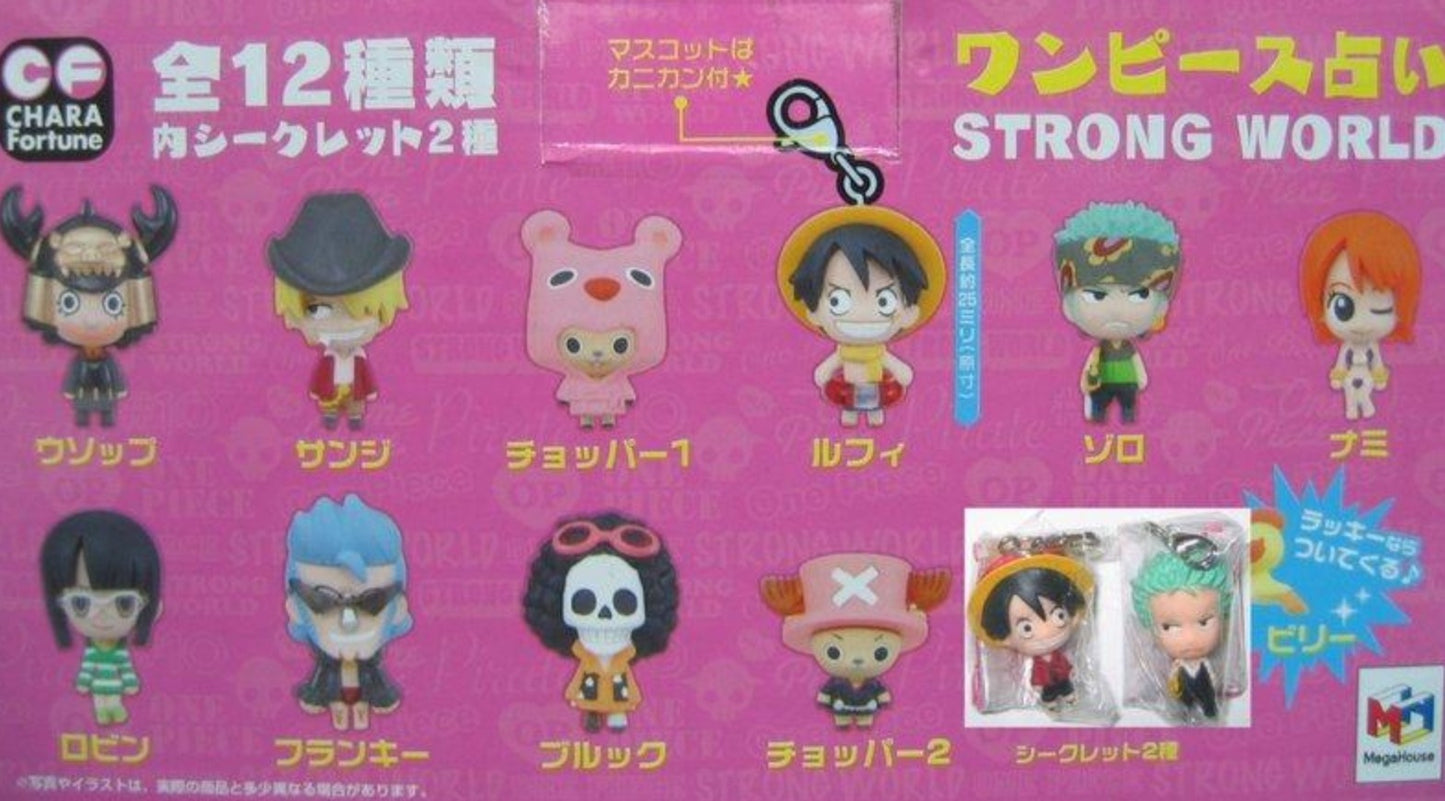 Megahouse One Piece Chara Fortune Strong World ver 12 Mascot Strap Trading Figure Set