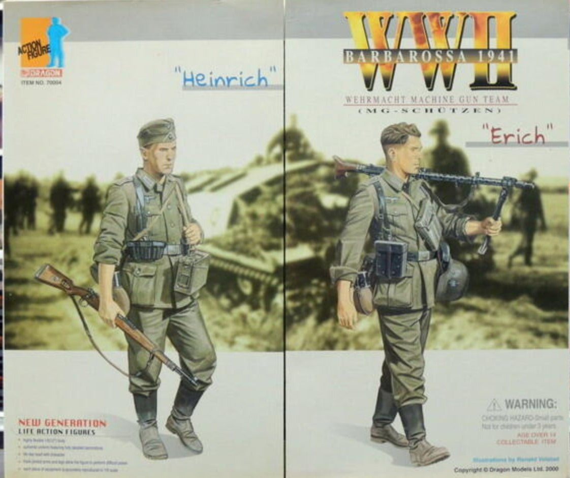 Dragon 1/6 12" WWII Barbarossa 1941 Wehrmacht Machine Gun Team MG Schützen Heinrich & Erich Action Figure Set