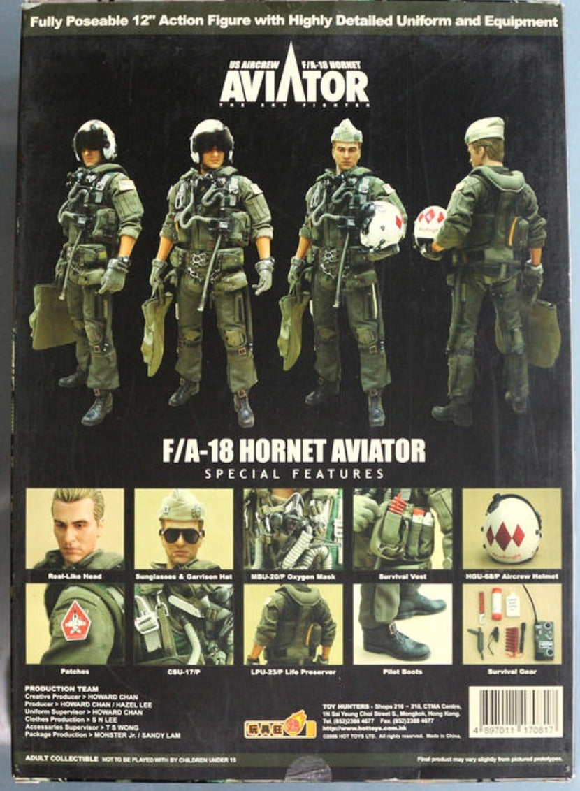 Hot Toys 1/6 12" US Aircrew F/A-18 Hornet Aviator The Sky Fighter Action Figure