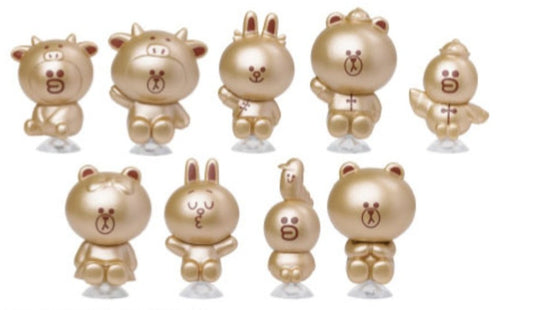 Taiwan Family Mart Limited Line Brown & Friends 1" Golden ver Mini Sucker Figure Set Golden ver