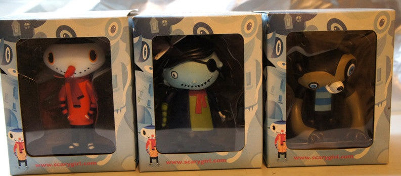 Flying Cat 2004 Nathan Jurevicius Scarygirl Snow T Bear Set 4" Vinyl Figure Set - Lavits Figure
 - 1