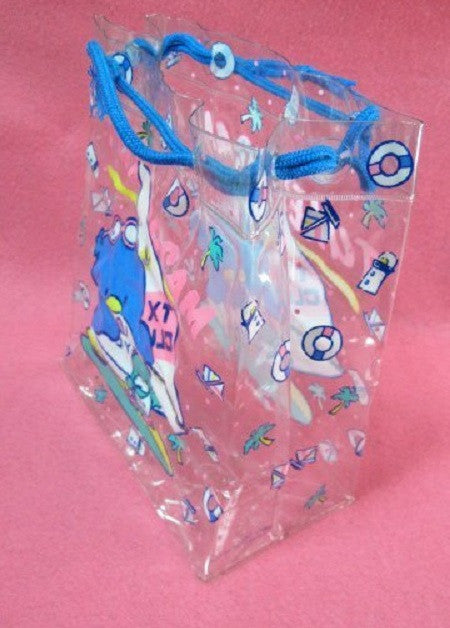 Sanrio 1987 Tuxedo Sam Penguin 8" x 7"x 4" Plastic Tote Bag - Lavits Figure
 - 2