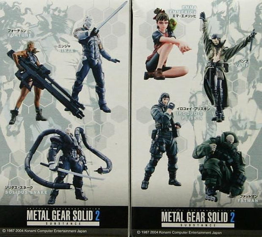 Konami 2004 Metal Gear Solid 2 Substance Collection 7 Mini Trading Figure Set Used