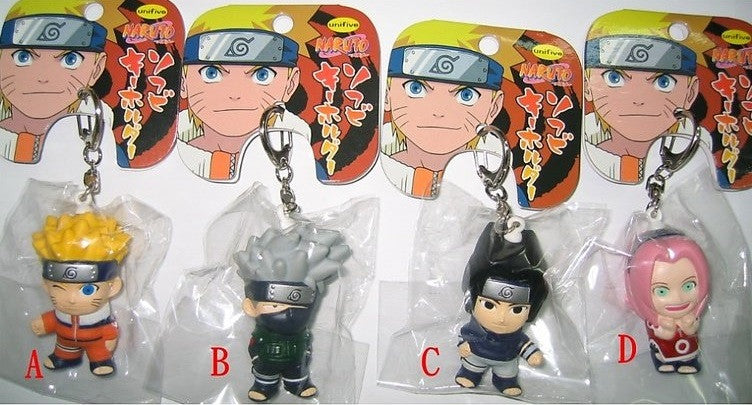 Unifive Naruto Shippuden Petit 4 Mascot Key Chain Holder Strap Trading Figure Set - Lavits Figure
