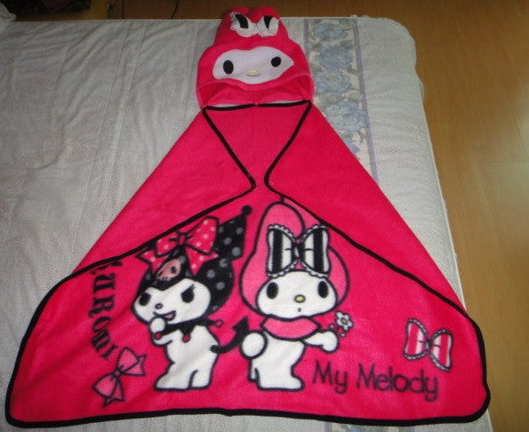 Sanrio Hi-Life Limited My Melody Kuromi 34" Blanket & Hat Cap Set - Lavits Figure
 - 3