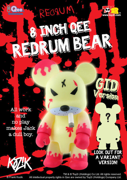 Toy2R Qee Frank Kozik Redrum Bear GID ver 8" Vinyl Figure
